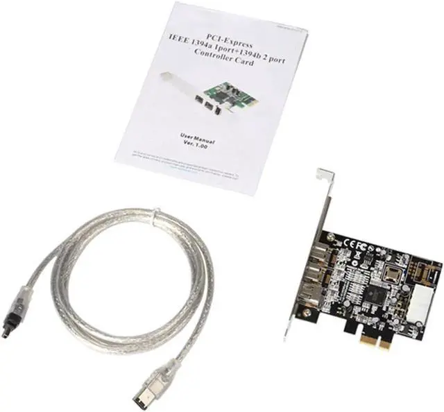 Alt view image 3 of 5 - Aomoproing 2 ports 1394B + 6 Pin 1394A PCI-e card External Firewire 800 400 IEEE 1394b PCI express card Chipset TI2213