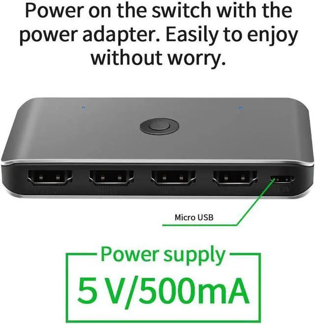 Alt view image 5 of 6 - Switch 4K HDMI 3 Ports HDMI 3 In 1 Out with IR Remote Control Sync Output Audio&Video for PS Game Console TV Monitor DVD