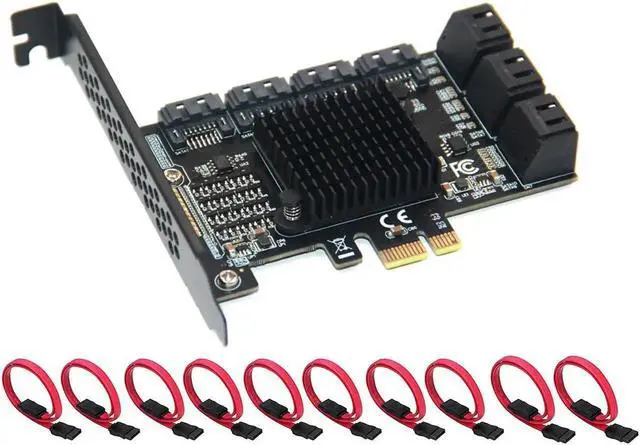 Main image of SATA 3 Expansion Card 10 Port, PCI-e Express x1 SATA 6G Controller Card, SATA iii 6Gbps PCIe Adapter Card, Come with Low Profile Bracket and SATA3 Cables