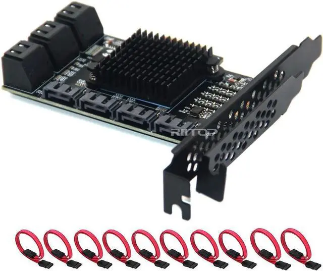 Alt view image 3 of 7 - SATA 3 Expansion Card 10 Port, PCI-e Express x1 SATA 6G Controller Card, SATA iii 6Gbps PCIe Adapter Card, Come with Low Profile Bracket and SATA3 Cables
