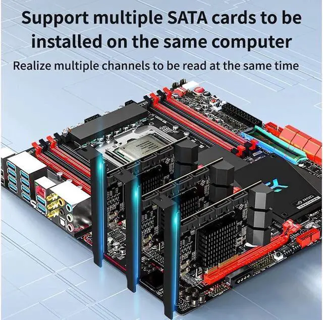 Alt view image 5 of 7 - PCIe SATA Card 10 Port with 6 SATA Cables and 2 SATA Power Splitter Cables, SATA Controller Expansion Card with Standard Profile Bracket, 6Gbps PCIe to SATA 3.0 PCI-E X4 Host Controller Card