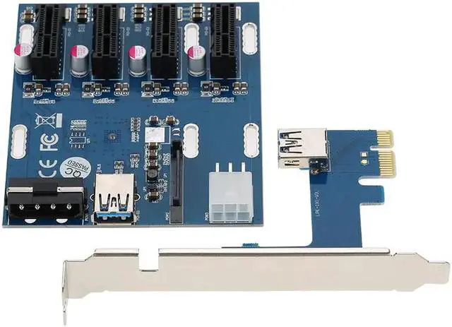 Alt view image 2 of 6 - Aomoproing High Quality PCI-E 1X Expansion Kit 1 to 4 Slots Switch Multiplier Hub Riser Card Adapter with USB 3.0 Cable Pcie Mining Modules