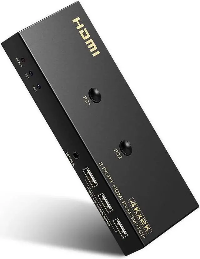 Alt view image 3 of 7 - 2 Ports HDMI KVM Switch 4K*2K@60Hz 2 In 1 Out HDMI Supports Hotkey Switch Wire Control HDMI Monitor Keyboard &Mouse & Video USB 2.0 Devices Share