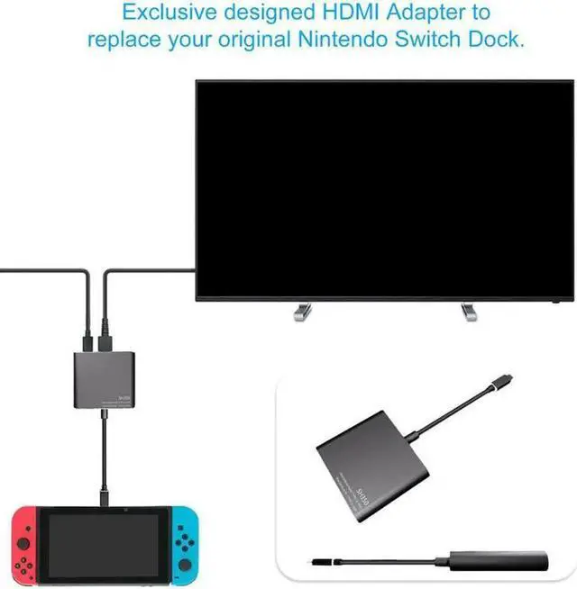 Alt view image 5 of 6 - C Adapter USB-C to HDMI / USB3.0 / Type-c Converter Type-C Hub Converter Adapter Portable Dock For Nintend SH350 Switch TV