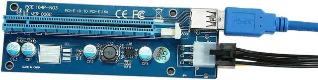 Alt view image 6 of 6 - Aomoproing 10pcs PCI-E 6 Pin Riser Card Extender 1X to 16X USB3.0 Cable 6pin PCI-E PCI E Express Tender USB Riser for Bitcoin Mining Miner