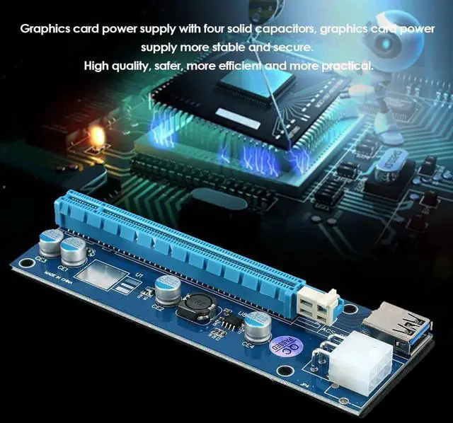 Alt view image 3 of 6 - Aomoproing 10pcs PCI-E 6 Pin Riser Card Extender 1X to 16X USB3.0 Cable 6pin PCI-E PCI E Express Tender USB Riser for Bitcoin Mining Miner