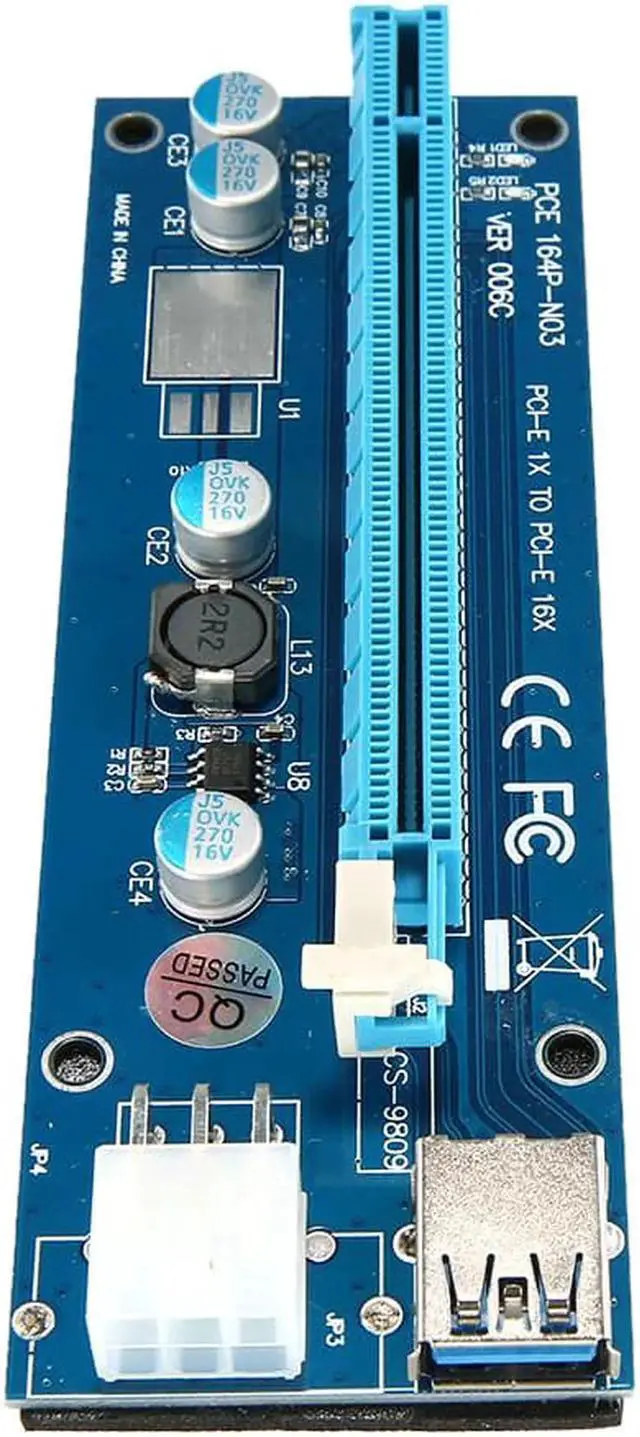 Alt view image 5 of 6 - Aomoproing 10pcs PCI-E 6 Pin Riser Card Extender 1X to 16X USB3.0 Cable 6pin PCI-E PCI E Express Tender USB Riser for Bitcoin Mining Miner