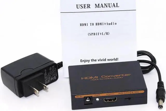 Main image of Audio Extractor Splitter to SPDIF RCA Stereo L/R Analog Output Converter est with power adapter