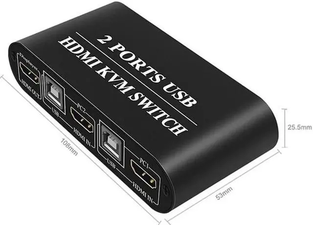Alt view image 6 of 6 - HDMI Switch 2 IN 1 OUT 4K 2 Ports USB with 3 USB 2.0 Ports for 2 Computers Share 1 Keyboard Mouse Monitor