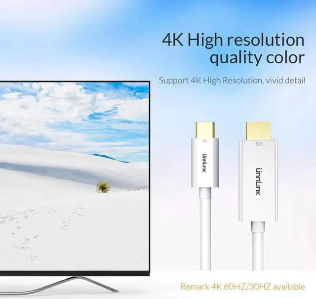 Alt view image 4 of 6 - USB C HDMI Cable Type C to HDMI Adapter UHD 4K@60Hz Thunderbolt 3 for MacBook Pro Galaxy S9/S8 Mate 20/10 Pro P20 TV