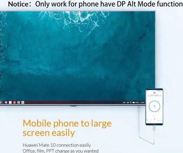 Alt view image 5 of 6 - USB C HDMI Cable Type C to HDMI Adapter UHD 4K@60Hz Thunderbolt 3 for MacBook Pro Galaxy S9/S8 Mate 20/10 Pro P20 TV