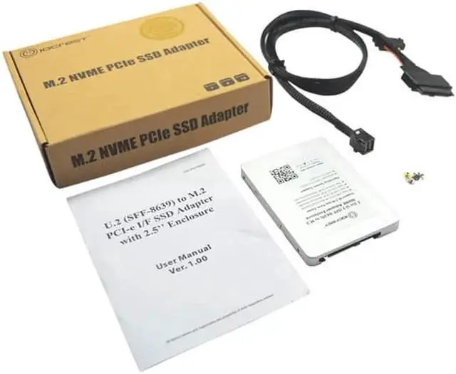 Alt view image 6 of 6 - Aomoproing M.2 Adapter M.2 NVMe SSD to PCI-e U.2 SFF-8639 Adapter PCIe M2 Converter with Enclosure Cable for Desktop Computer Component NEW