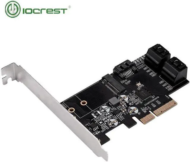 Alt view image 2 of 6 - Aomoproing Internal 4 Port Non-Raid SATA III 6GB/S with M.2 B-Key 22x42 Pci-E X4 Controller Card for Desktop PC Support SSD and HDD