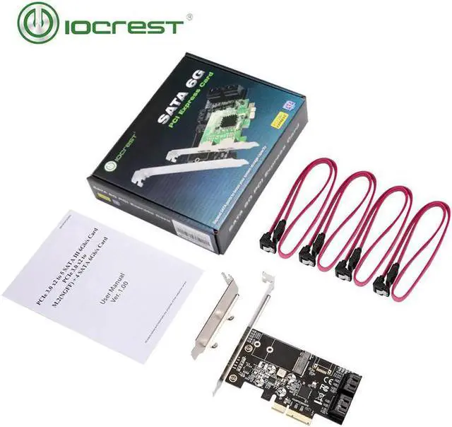 Alt view image 6 of 6 - Aomoproing Internal 4 Port Non-Raid SATA III 6GB/S with M.2 B-Key 22x42 Pci-E X4 Controller Card for Desktop PC Support SSD and HDD