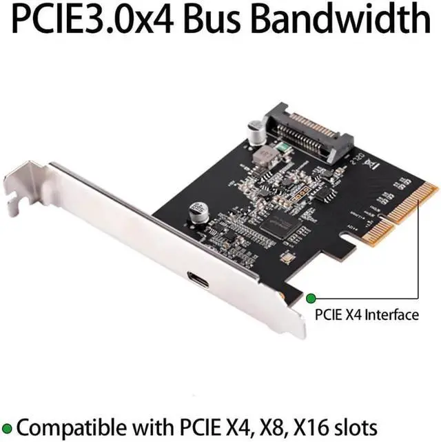 Alt view image 5 of 6 - Aomoproing PCIE3.0 To USB3.2 Type-c 20G Data Transfer and 20W Quick Charge USB-C controller Card