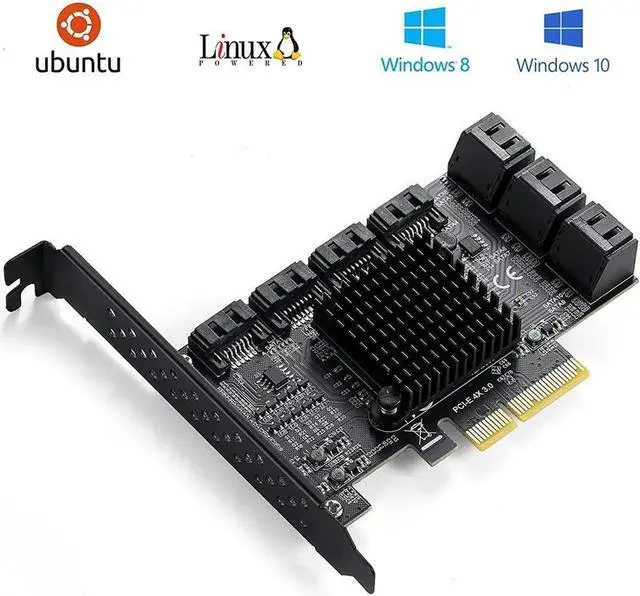 Alt view image 4 of 7 - AomoproiPCIE 4X SATA Card 10 Ports,6 Gbps SATA 3.0 Controller PCIe Expansion Card ,Non-Raid,Support 10 SATA 3.0 Devices,with Low Profile Bracket and 10 SSystem Disk, Support 8 SATA 3.0 Devices(SA3014)