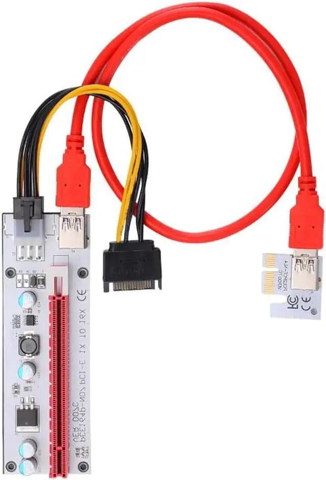 Alt view image 2 of 5 - Aomoproing 2018 new PCI-E PCI E Express Riser Card 1x to 16x USB 3.0 Data Cable 60cm SATA Power Cable for BTC Miner Machine bitcoin mining