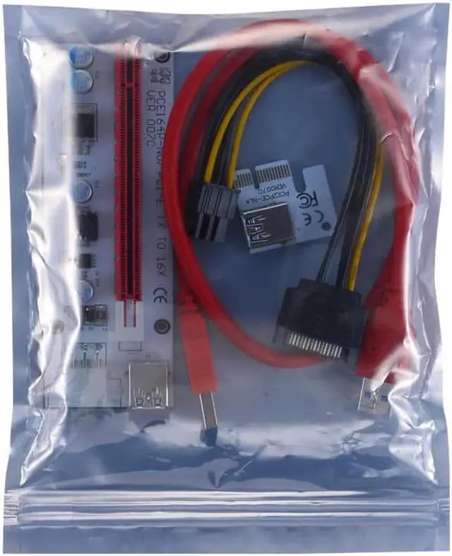 Alt view image 5 of 5 - Aomoproing 2018 new PCI-E PCI E Express Riser Card 1x to 16x USB 3.0 Data Cable 60cm SATA Power Cable for BTC Miner Machine bitcoin mining