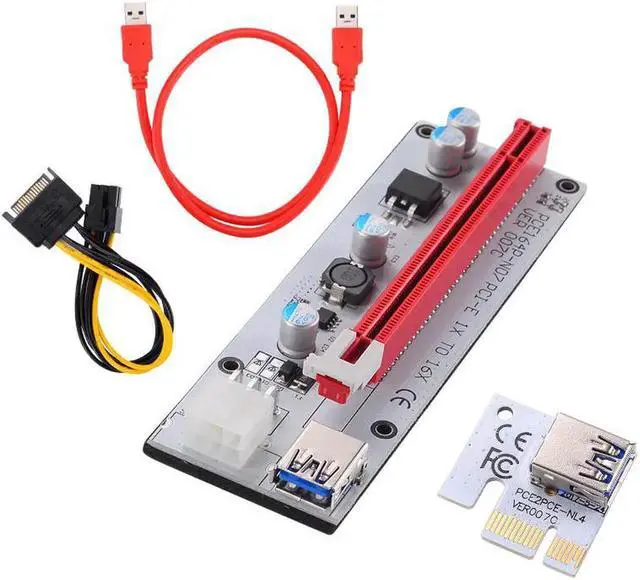 Main image of Aomoproing 2018 new PCI-E PCI E Express Riser Card 1x to 16x USB 3.0 Data Cable 60cm SATA Power Cable for BTC Miner Machine bitcoin mining