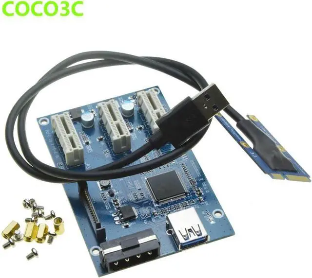 Alt view image 2 of 6 - Aomoproing Mini PCIe 1 to 3 PCI express 1X slots Riser Card Expansion adapter Mini ATX Laptop to PCI-e Port Multiplier