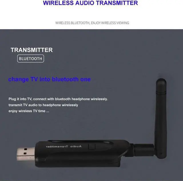 Alt view image 5 of 6 - 3.5mm Jack Audio Double-decoding Transmitter Bluetooth 4.0 Adapter Wireless Audio Transmitter for TV PC Aptx