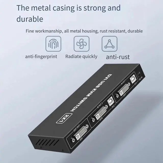 Alt view image 3 of 7 - DVI KVM Switch,KVM Switch 2 in 1 Out for 2 Computers Share Keyboard Mouse and USB 2.0 Devices Support 1920 * 1080P @60Hz (4K*2K @30Hz),