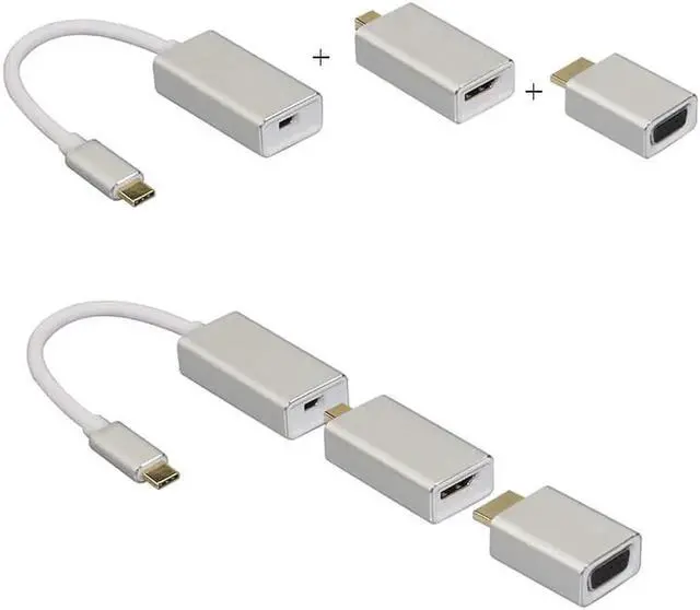 Main image of All in 1 Usb C 3.1 Type C To Mini Displayport Dp Adapter Support 4k Male To Female Hdtv Converter Cable VGA HDMI for Macbook Pro