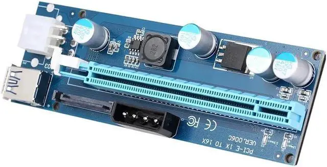 Alt view image 4 of 6 - PCI-E Riser PCI Express Extension Cable 1X to 16X Extender Riser w/ SATA 15Pin 6Pin 4Pin Power Interface Graphics Card Adapter