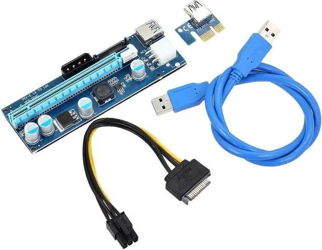 Main image of PCI-E Riser PCI Express Extension Cable 1X to 16X Extender Riser w/ SATA 15Pin 6Pin 4Pin Power Interface Graphics Card Adapter