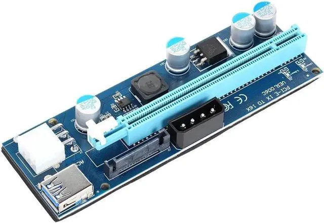 Alt view image 3 of 6 - PCI-E Riser PCI Express Extension Cable 1X to 16X Extender Riser w/ SATA 15Pin 6Pin 4Pin Power Interface Graphics Card Adapter