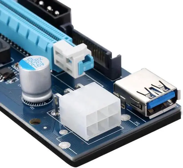 Alt view image 6 of 6 - PCI-E Riser PCI Express Extension Cable 1X to 16X Extender Riser w/ SATA 15Pin 6Pin 4Pin Power Interface Graphics Card Adapter