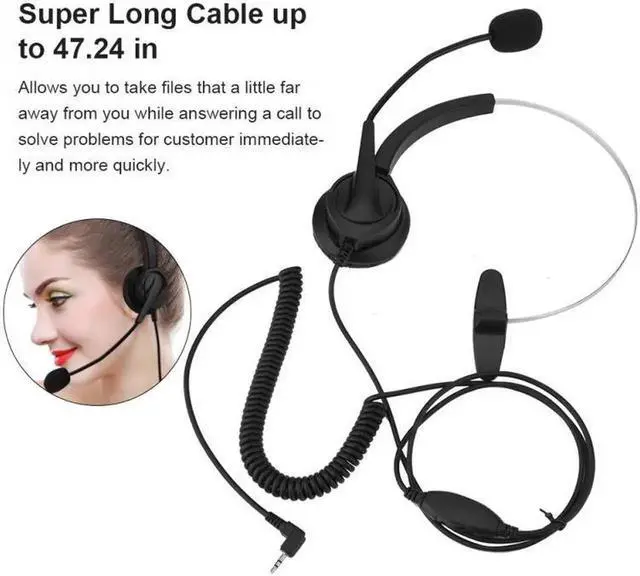 Alt view image 6 of 6 - Aomoproing 2.5mm Telephone Headset Call Center Operator Monaural Headphone Customer Service Ordinary Landline Voice Call Chat Headphones