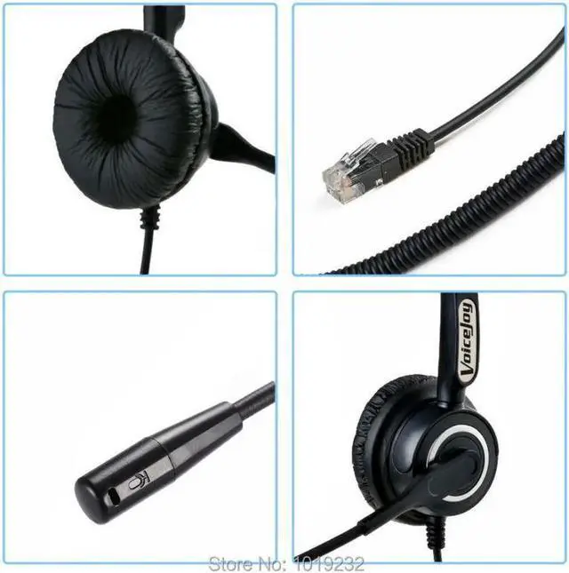 Alt view image 3 of 3 - Aomoproing RJ9 plug Noise canceling Telephone headset call center headset business headphones with Volume+Mute switch for microphone