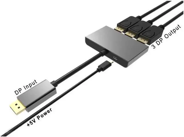 Alt view image 7 of 7 - 8K Displayport to 3 Displayport Splitter Multi Monitor Sharing 3 Ports DP Splitter Aluminum Alloy Audio Video Converter MST Hub for Computer Display Projector