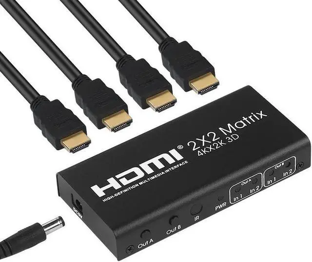 Alt view image 3 of 6 - 4K 2x2 HDMI Matrix 2 IN 2 OUT HDMI Switch Splitter Dual Display Screen Share Converter 1080p for PS4 STB Camera PC To TV Monitor