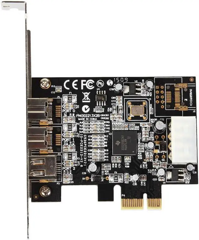 Alt view image 3 of 6 - PCIE To IEEE 1394 Adapter Card PCI Express 3 Port Firewire 800 1394B & 1394A Pcie 1.1 X1 Card TI XIO2213B Chipset
