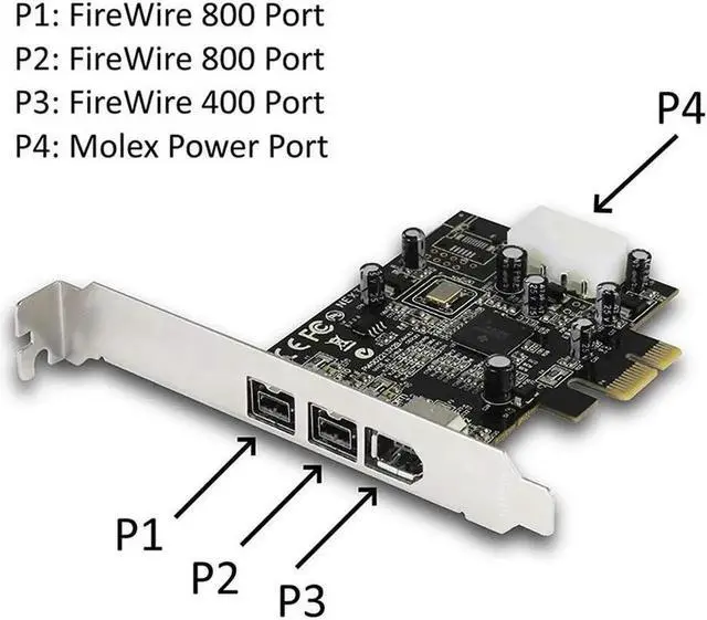 Alt view image 4 of 6 - PCIE To IEEE 1394 Adapter Card PCI Express 3 Port Firewire 800 1394B & 1394A Pcie 1.1 X1 Card TI XIO2213B Chipset