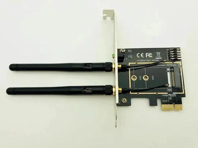 Alt view image 6 of 6 - M.2 WiFi Adapter M2 NGFF Key A E to Mini PCI Express Wifi Raiser PCI E 1X NGFF Wireless Support 2230 2242 Mini PCIE Network Card