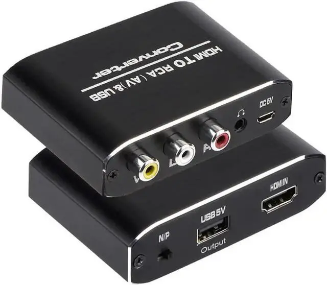 Main image of HDMI to RCA Converter, 1080P HDMI to AV 3RCA CVBs Composite Video 3.5mm Aux Audio Adapter Supports PAL/NTSC for TV Stick, PS3, PC, Laptop, Xbox, HDTV, DVD (Black,Aluminum Alloy Material)