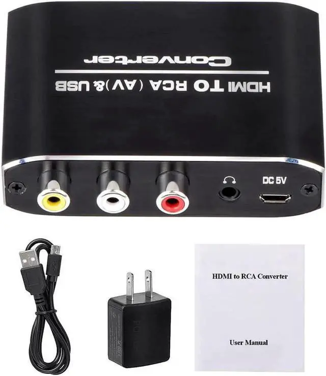 Alt view image 4 of 6 - HDMI to RCA Converter, 1080P HDMI to AV 3RCA CVBs Composite Video 3.5mm Aux Audio Adapter Supports PAL/NTSC for TV Stick, PS3, PC, Laptop, Xbox, HDTV, DVD (Black,Aluminum Alloy Material)