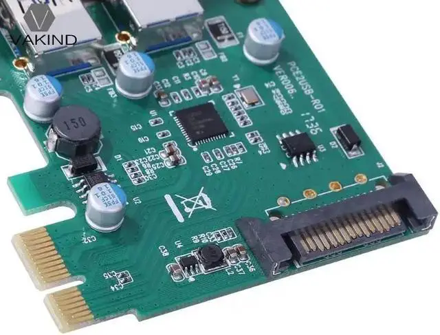 Alt view image 5 of 6 - PC High-Speed PCI-E 2 Port PCI Express Expansion Card USB 3.0 SATA Power Adapter Card for Desktops PC Support the LINUX