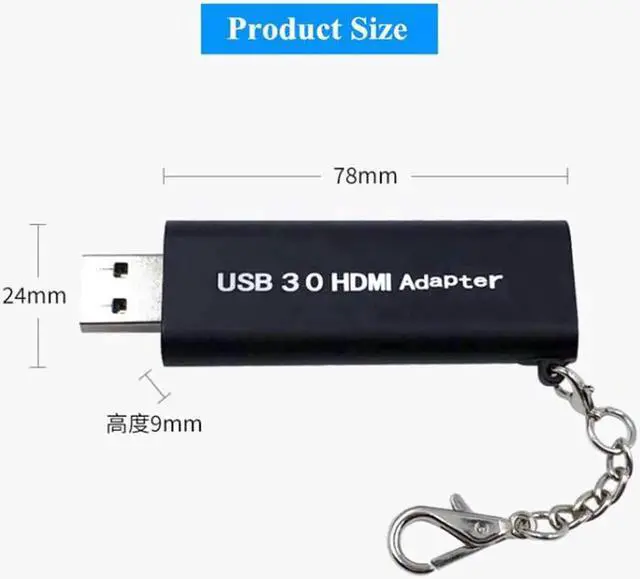 Alt view image 4 of 6 - USB 3.0 to HDMI Converter Mini Portable Keychain 1920 * 1080 HD Adapter for Windows 7 8 9 for Mac PC est