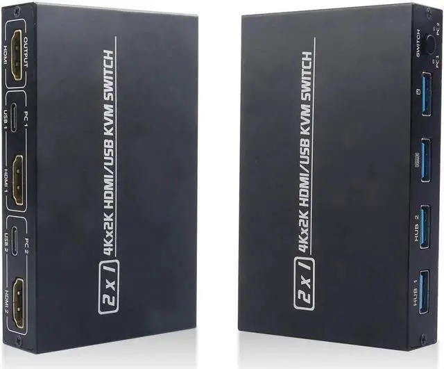 Alt view image 2 of 6 - For 2 PC Sharing Keyboard And Mouse For Printer 2 Port USB HDMI KVM Switch Box 4K Video Display USB Switch KVM Distributor Box