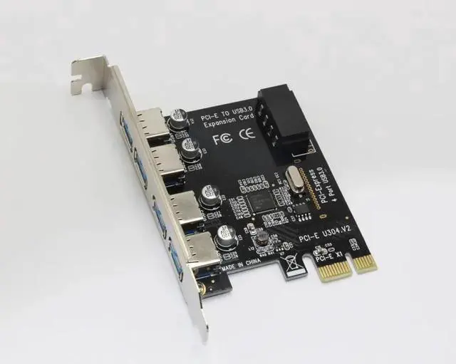 Alt view image 5 of 6 - USB 3.0 4 Port PCIE Expansion Card PCI Express Adapter Pcie Card 4 Port USB3.0 5Gb with Sata 15Pin to 4Pin Power Cable for PC