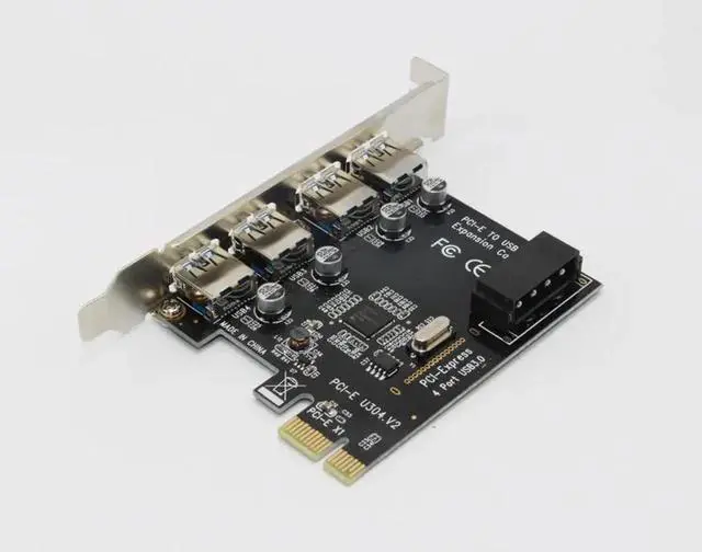 Alt view image 3 of 6 - USB 3.0 4 Port PCIE Expansion Card PCI Express Adapter Pcie Card 4 Port USB3.0 5Gb with Sata 15Pin to 4Pin Power Cable for PC
