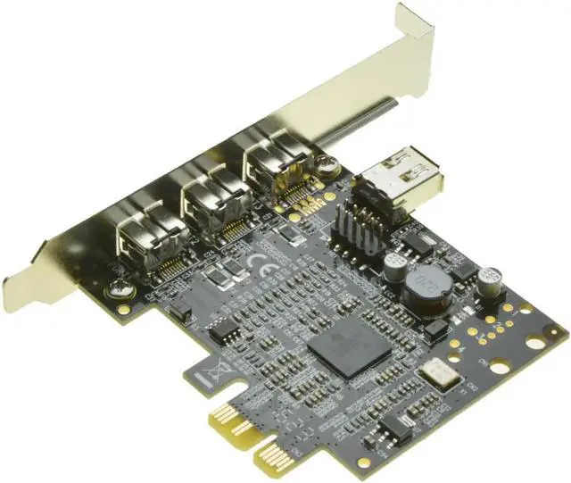 Alt view image 2 of 6 - PCIe to 3 Ports 1394B Shared internal 1394A card External Firewire 800 IEEE 1394 PCI express card For HD video capture card