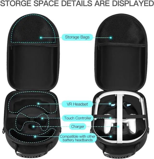 Alt view image 3 of 7 - Travel Carrying Case for Quest 3 VR Glasses Gaming Headset Controllers