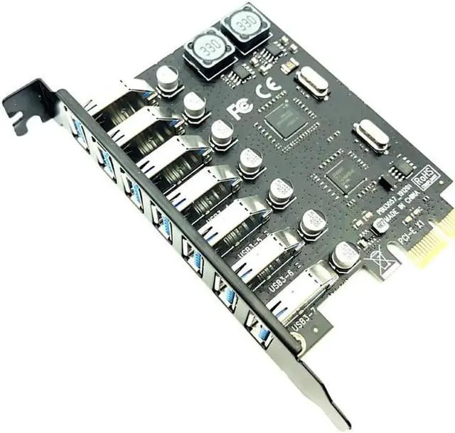 Alt view image 6 of 6 - USB 3.0 PCI E Expansion Card Adapter 7 Ports USB 3.0 Hub Adapter External Controller PCI E Extender PCI Express Card for Desktop