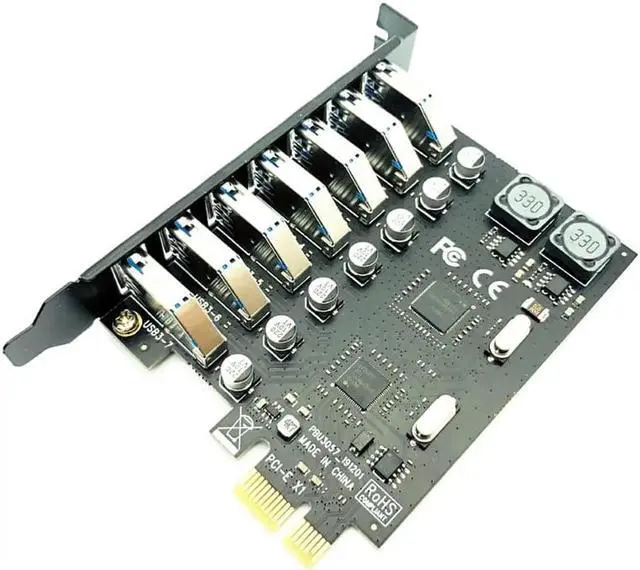 Alt view image 3 of 6 - USB 3.0 PCI E Expansion Card Adapter 7 Ports USB 3.0 Hub Adapter External Controller PCI E Extender PCI Express Card for Desktop