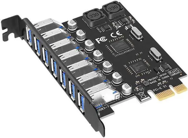 Main image of USB 3.0 PCI E Expansion Card Adapter 7 Ports USB 3.0 Hub Adapter External Controller PCI E Extender PCI Express Card for Desktop